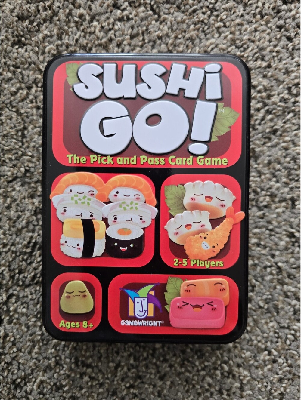Sushi Go Pick and Pass Card Game Sealed Cards Metal Tin Bento Box Gamewright